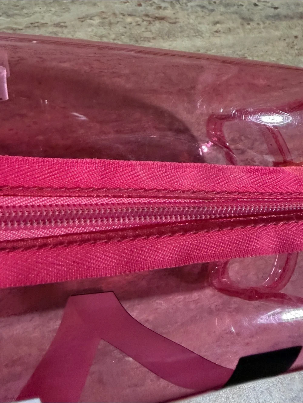 Victoria's Secret Hot Pink Clear Travel Pouch with Logo
